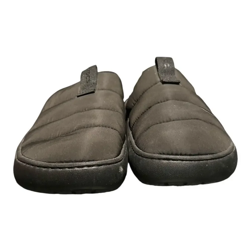 Crocs Classic Puff Mocs M 10 / W 12 Black Quilted Slip On Casual Comfort Shoes